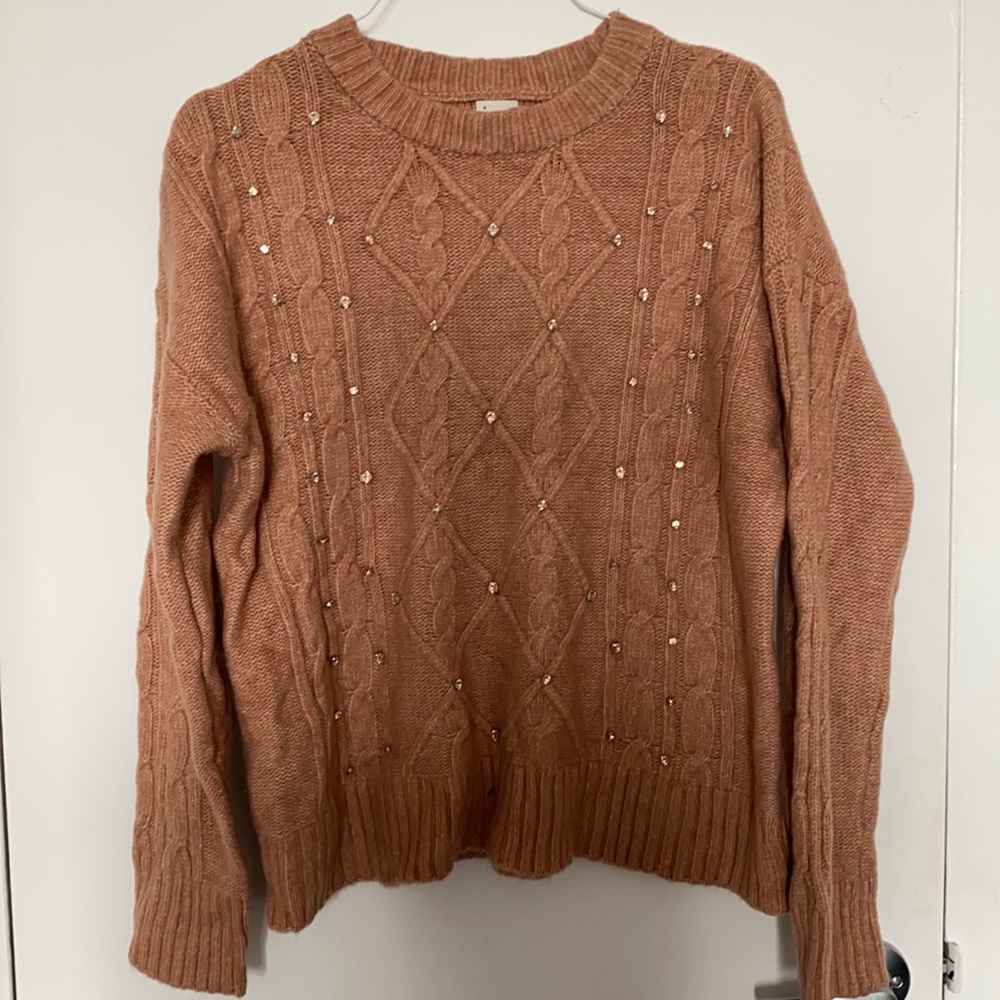 NWT Coral/ Light Pink Sweater with jewels  (XL)